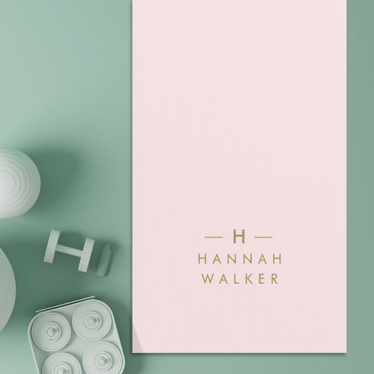 Monogram Elegant Minimal Blush Pink und Gold Yogamatte
