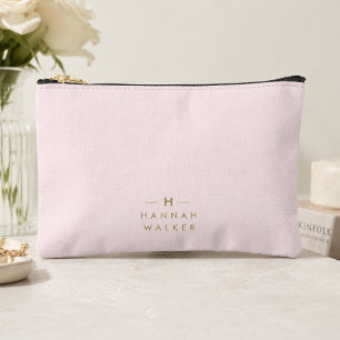 Monogram Elegant Minimal Blush Pink und Gold Zubehörtasche