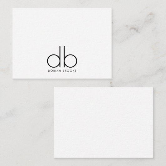 Monogram Elegant Minimal Classic Modern Mitteilungskarte (Vorne/Hinten)