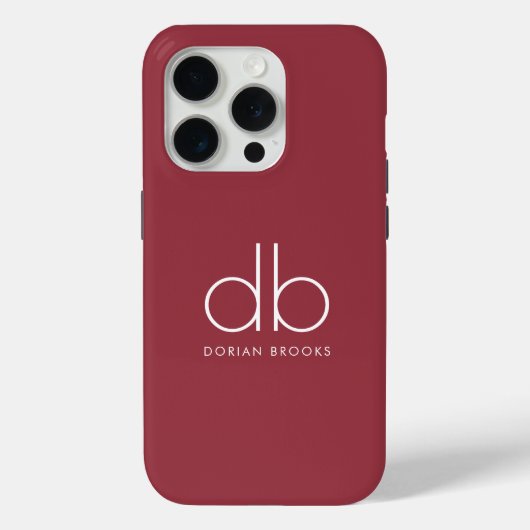 Monogram Elegant Minimal Classic Modernes Rot Case-Mate iPhone Hülle (Rückseite)