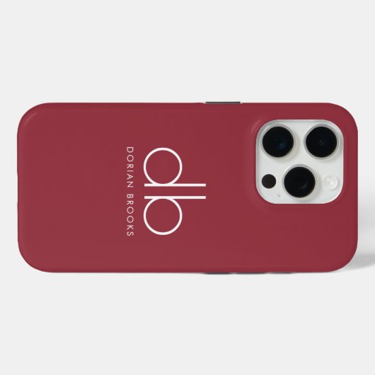 Monogram Elegant Minimal Classic Modernes Rot Case-Mate iPhone Hülle (Rückseite (Horizontal))
