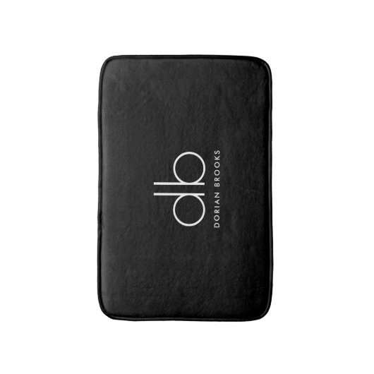 Monogram Elegant Minimal Classic Modernes Schwarz Badematte (Vorderseite Vertikal)