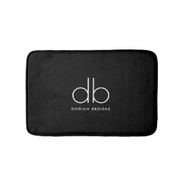 Monogram Elegant Minimal Classic Modernes Schwarz Badematte