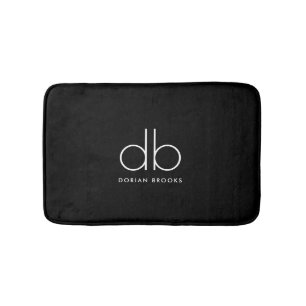 Monogram Elegant Minimal Classic Modernes Schwarz Badematte