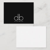 Monogram Elegant Minimal Classic Modernes Schwarz Mitteilungskarte (Vorne/Hinten)