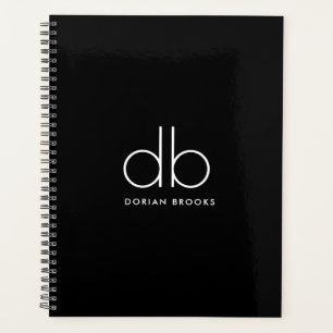 Monogram Elegant Minimal Classic Modernes Schwarz Planer