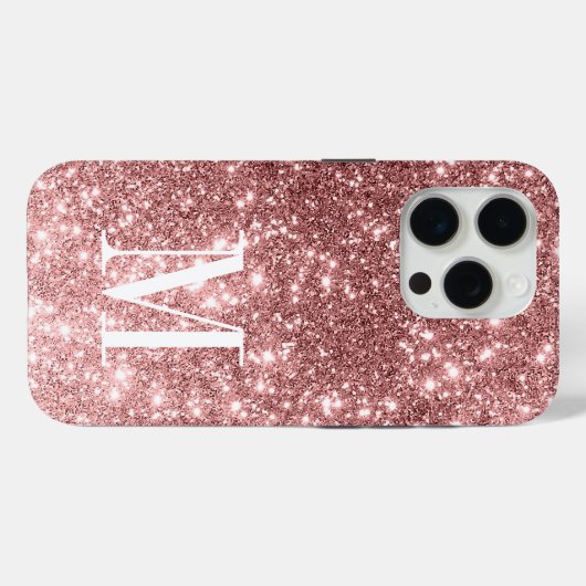 Monogram Elegant Minimal Gold Rose Glitzer Foil Case-Mate iPhone Hülle (Rückseite (Horizontal))
