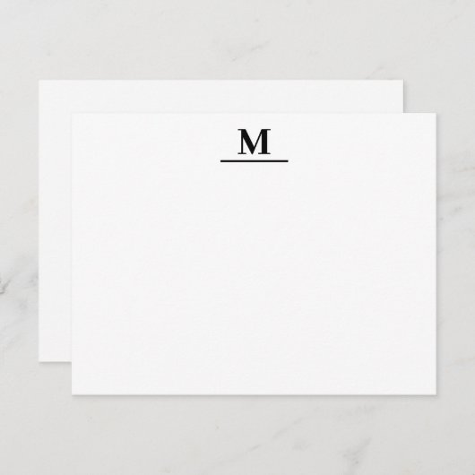 Monogram Elegant Minimal Moderne flache Note Card Mitteilungskarte (Vorne/Hinten)