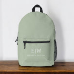 Monogram Elegant Minimal Sage Green Bedruckter Rucksack<br><div class="desc">Mit dem Monogram Elegant Minimal Sage Green Printed Rucksack können Sie Ihren Alltagsstil verbessern. Dieser elegante Rucksack zeichnet sich durch ein elegantes, schlaues, grünes Design aus, das sich durch eine elegante Monografie auszeichnet, die mit Ihren Initialen individuell gestaltet werden kann. Es ist aus langlebigen Materialien gefertigt und bietet geräumige Fächer,...</div>