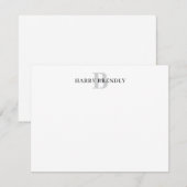 Monogram Elegant Minimal Stilvolle flache Notizkar Mitteilungskarte (Vorne/Hinten)