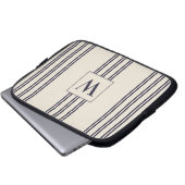 MONOGRAM ELEGANT MINIMALISTISCHE ÄGEAN STRIPE NAVY LAPTOPSCHUTZHÜLLE (Vorne Knopf)