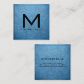 Monogram Elegant Modern Aero Leather Quadratische Visitenkarte (Vorne/Hinten)