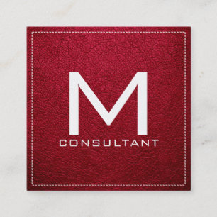 Monogram Elegant Modern Alabama Crimson Leather Quadratische Visitenkarte