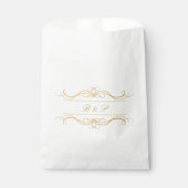 Monogram Elegant Modern Gold Swirl Script Hochzeit Geschenktütchen (Vorderseite)