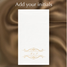 Monogram Elegant Modern Gold Swirl Script Wedding Serviette