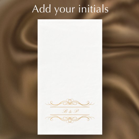 Monogram Elegant Modern Gold Swirl Script Wedding Serviette