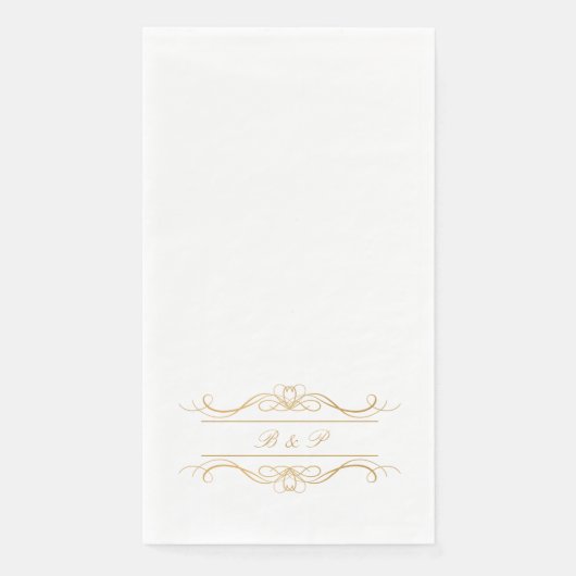 Monogram Elegant Modern Gold Swirl Script Wedding Serviette (Vorderseite)