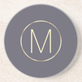 Monogram Elegant Modern Gray Gold Getränkeuntersetzer (Vorne)