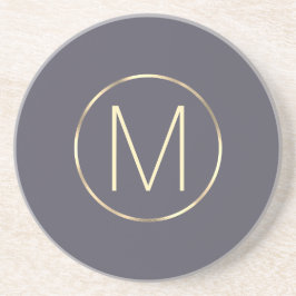 Monogram Elegant Modern Gray Gold Getränkeuntersetzer