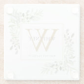 Monogram Elegant Modern Greenerity Gold Glasuntersetzer (Rückseite)