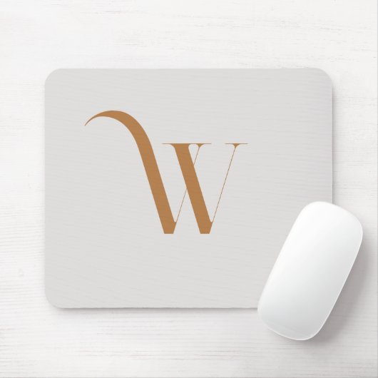 Monogram Elegant Modern Soft Brown Initial Mousepad (Mit Mouse)