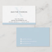 MONOGRAM elegant modern und minimalblau Visitenkarte (Vorne/Hinten)