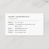 Monogram Elegant Modern White Visitenkarte (Rückseite)