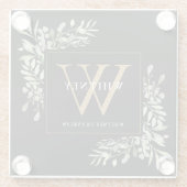 Monogram Elegant Moderne Grüne Schwarze Gold Glasuntersetzer (Rückseite)