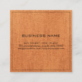 Monogram Elegant Moderne Orange Leinwand Quadratische Visitenkarte (Rückseite)