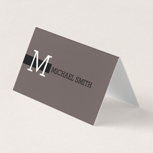 Monogram Elegant Moderne Wenge & Black Visitenkarten (Vorderseite)