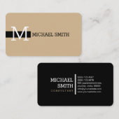 Monogram Elegant Moderner Tan & Black Visitenkarte (Vorne/Hinten)