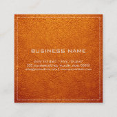 Monogram Elegant Modernes Amber Leather Quadratische Visitenkarte (Rückseite)