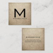 Monogram Elegant Modernes Bisque Leather Quadratische Visitenkarte (Vorne/Hinten)