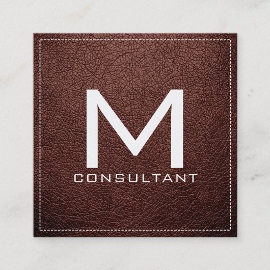 Monogram Elegant Modernes Bole Leather Quadratische Visitenkarte (Vorderseite)