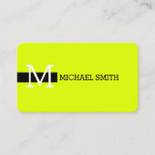 Monogram Elegant Modernes Chartreuse & Black Visitenkarte (Vorderseite)
