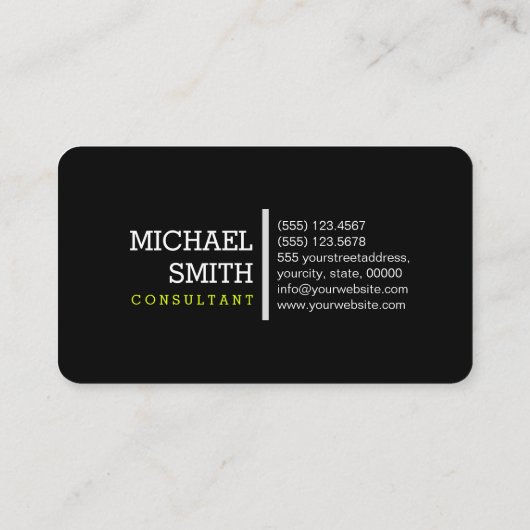 Monogram Elegant Modernes Chartreuse & Black Visitenkarte (Rückseite)