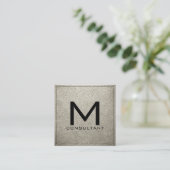 Monogram Elegant Modernes Knochenleder Quadratische Visitenkarte (Stehend Vorderseite)