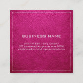 Monogram Elegant Modernes rosa Leder Quadratische Visitenkarte (Rückseite)