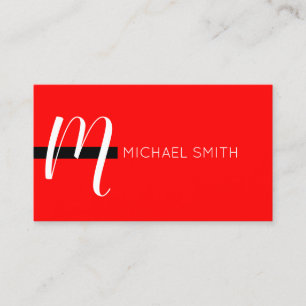 Monogram Elegant Modernes Rot und Schwarz Visitenkarte