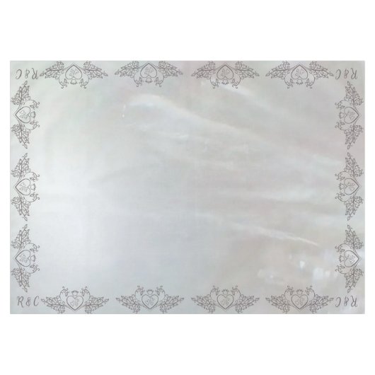Monogram Elegant Mother-of-Pearl Gray Med Wedding Tischdecke (Vorderseite (Horizontal))