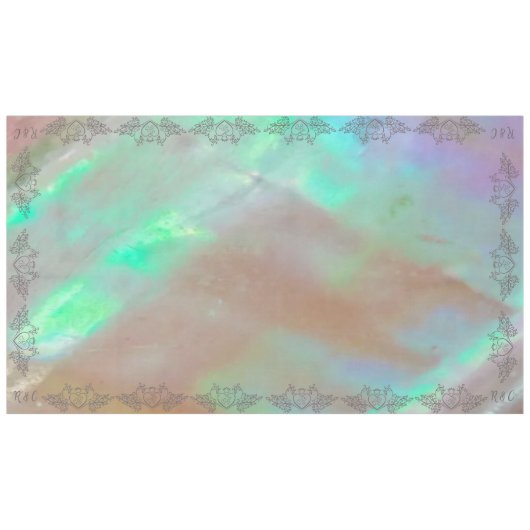 Monogram Elegant Mother-of-Pearl Green LRG Wedding Tischdecke (Vorderseite (Horizontal))