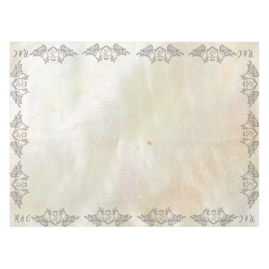 Monogram Elegant Mother-of-Pearl Peach SM. Hochzei Tischdecke (Vorderseite (Horizontal))
