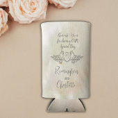 Monogram Elegant Mother-of-Pearl Peach Wedding Selters Dosenkühler