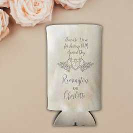 Monogram Elegant Mother-of-Pearl Peach Wedding Selters Dosenkühler