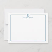 Monogram Elegant Navy Blue Border Stationery Mitteilungskarte (Vorderseite)