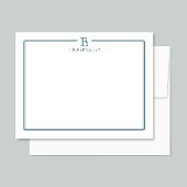 Monogram Elegant Navy Blue Border Stationery Mitteilungskarte