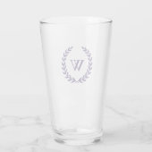 Monogram Elegant Navy Blue Classic Laurel Blätter Glas (Rückseite)