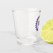 Monogram Elegant Navy Blue Laurel Wreath Classic Schnapsglas (Links)