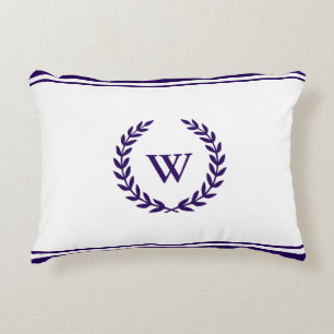 Monogram Elegant Navy Blue und White Accent Pillow Zierkissen