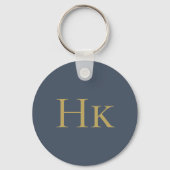 Monogram Elegant Navy Gold Mit Monogramm Initialen Schlüsselanhänger (Vorderseite)